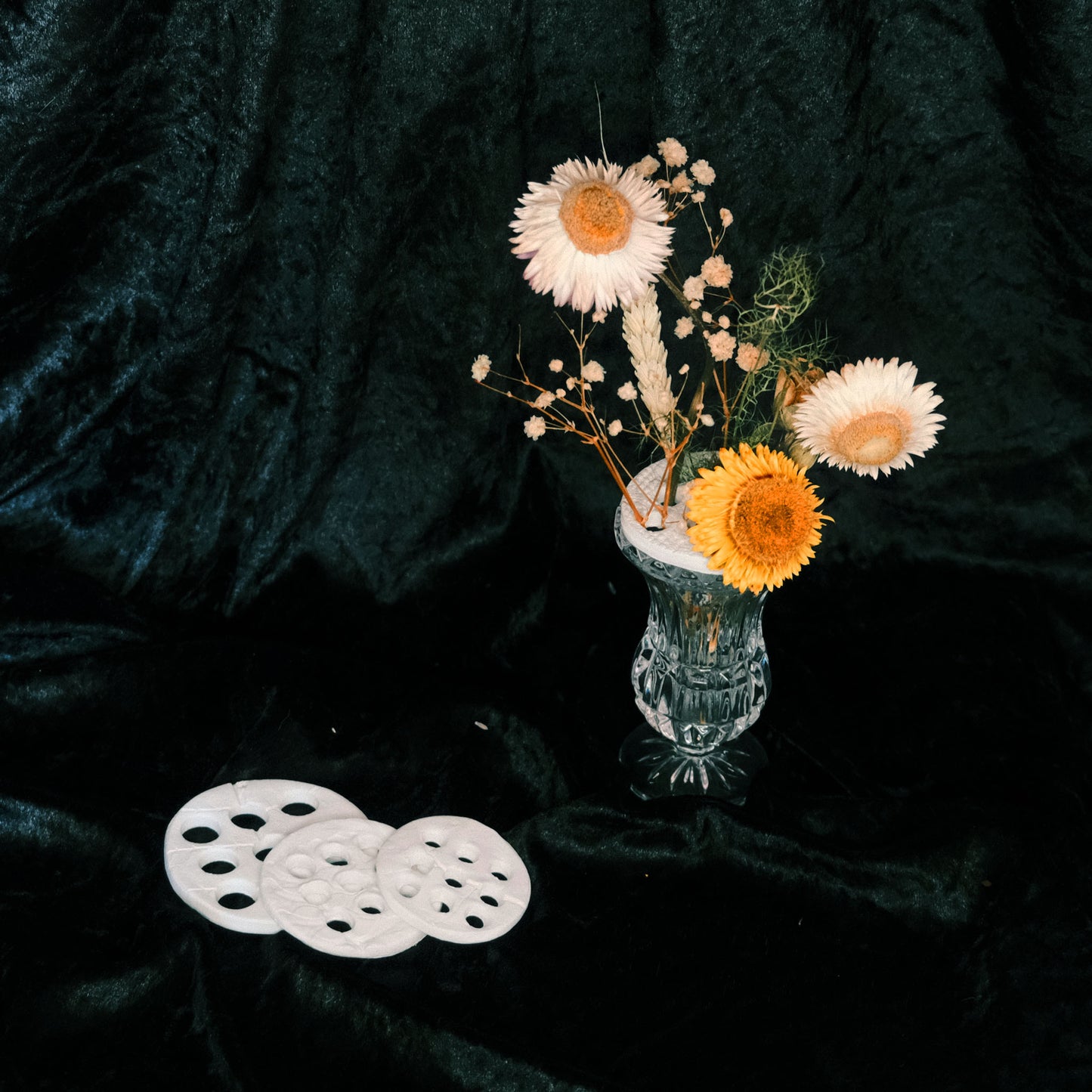 Clay Flower frog set of 3