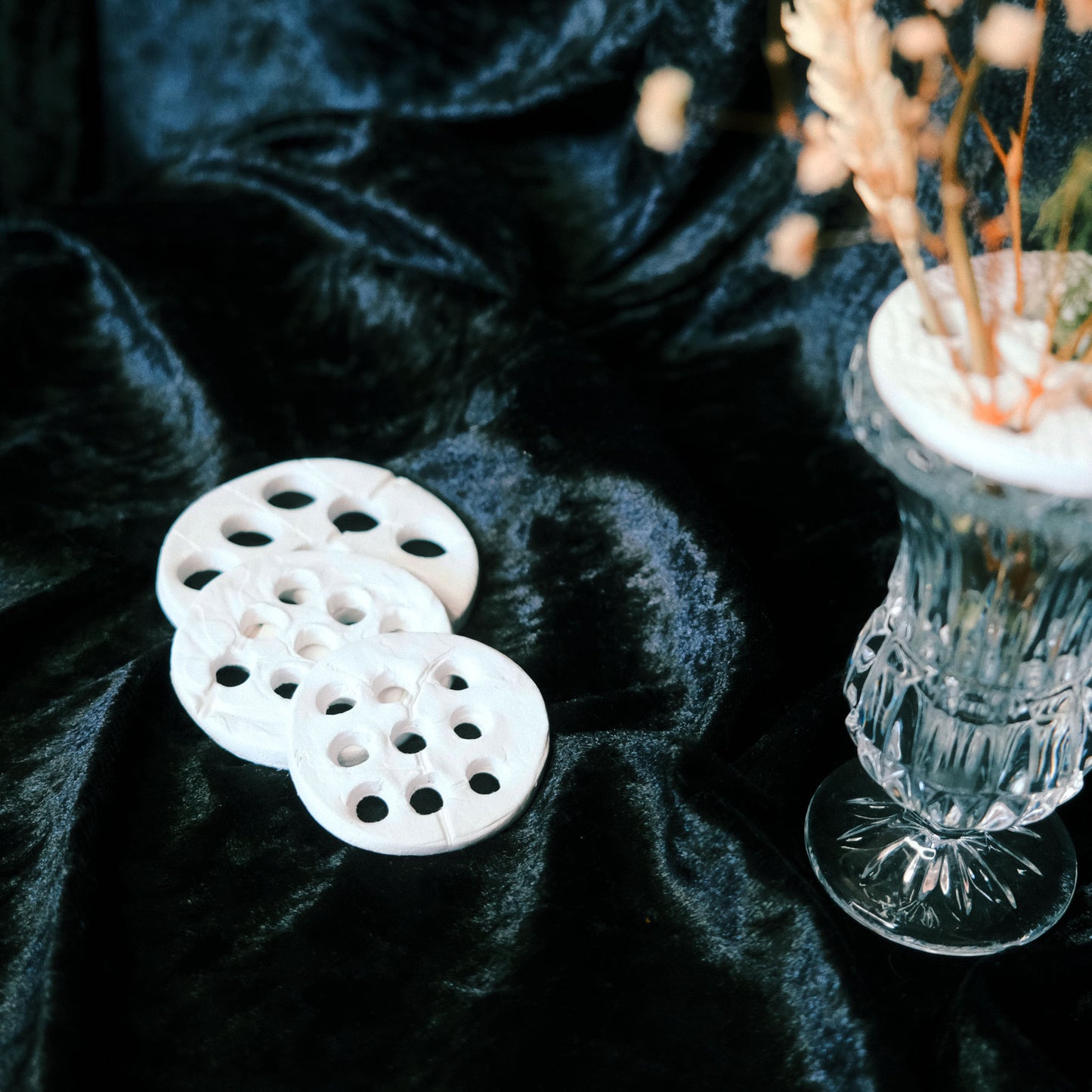 Clay Flower frog set of 3